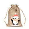 Christmas Decorations Natural Jute Bags Drawstring Gift Bag Santa Claus Snowman Wrapping Pouches Jewelry Candy Storage Packaging