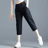 Vrouwen Broek Vrouwen Capri 2024 Hoge Taille Cropped Vrouw Effen Kleur Harem-Kuit-Lengte Broek Zomer Rijbroek