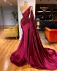 Kristal Boncuk Arapça Denizkızı Gece Elbise Kolsuz Peplum Pleats Parti Önlükleri Yan Kırmızı Halı Moda Prom Elbise Vestidos