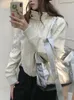 Komiyama Stand Collar Cremallera PU Cuero Mujer Chaquetas Sueltas Casual Moto Jaquetas Manga larga Chaqueta Mujer Otoño Abrigos 240227