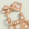 Clothing Sets Baby Girls Summer Outfit Sleeveless Floral Sling Romper Bowknot Flared Pants Headband