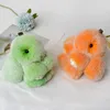 colorful plush toys Cute Rabbit Puffy KeyChains Handmade Bags Pendant Fashion Ornament Car Keychain Gifts Kids Toys 10cm 240312