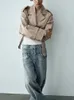 Outono feminino manga comprida lapela moda duplo breasted botão fechamento bolsos frontais trench coat recortado jaqueta chique topos 240326