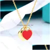 Pendant Necklaces Luxury Womens Fashion Jewelry Set - Heart-Shaped Double Heart Designer Necklace White Copper With Diamonds Ideal G Dhpuv