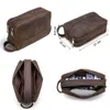 Contacts Sac cosmétique en cuir véritable hommes luxe grande capacité pochette de maquillage organisateur voyage Vintage sacs de toilette stockage 240227