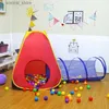 Tentes jouets Enfant Tunnel intérieur 2 en 1 tente maison jouer jouets pliable enfants Crling Portable piscine à balles petites maisons pour garçons enfants cadeau L240313