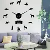 Ponadgabarytowy whippet pies portret 3D akrylowy zegar ściany DIY włoski greyhound psi zwierzę zwierzęta lustro efekt naklejki ścienne zegar zegarowy 2226a