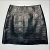 高品質のデザイナーPUレザースカートファッションレタープリントハイウエストヒップAラインスカート