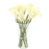 Prezenty dla kobiet 18x ​​sztuczne kwiaty calla lilii pojedynczy długi łodyg bukiet prawdziwy wystrój domu kolorystyka y211229283e