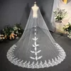 Bridal Veils Weselna Veil 2024 Prawdziwe POS Długie aplikacje koronkowe krawędź 3,8 metra katedra boda velos de novia