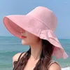 Chapeaux à large bord seau pliant mode protection UV Panama casquette voyage en plein air chapeau de plage femmes