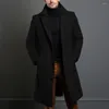 Trenchs masculins hommes atunnm hiver long manteau laine chaude massif simple poitrine de luxe mélanges-overcoat thermiques