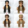 Synthetic Wigs Braided Wigs Synthetic Lace Front Hair Wig Curly Water Wave Wig For African Afro Frontal Twist Boxing Braided Wigs ldd240313