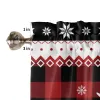 Curtains Christmas Winter Snowflake Elk Red Plaid Short Curtains Kitchen Wardrobe Wine Cabinet Door Window Small Curtains Home Decor