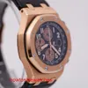 Ikonische AP-Armbanduhr für Damen, Epic Royal Oak Offshore 26470OR, Herrenuhr mit schwarzem Zifferblatt, 18 Karat Roségold, Chronograph, automatischer mechanischer Schweizer Namensuhrensatz mit Durchmesser