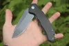 Top Quality M7723 Flipper Knife 440C Black Stone Wash Drop Point Blade Wood with Steel Sheet Handle Ball Bearing Outdoor Camping Hiking Fishing EDC Pocket Kniv