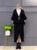 Women's Two Piece Pants 2024 Spring Elegant V-neck Diamond Lace Knitted Coat Women Black Sweatpants Two-Piece Suit Fashion Bead Tracksuit