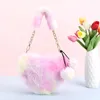 Женская пушистая сумка через плечо с галстуком-красителем Love Heart Hobo, градиент цвета, нечеткая сумка через плечо, плюшевая подмышка, зимняя поездка на работу