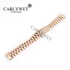 CARLYWET 20mm Silver Black Middle Gold Solid Curved End Screw Link Stainless Steel Wrist Watch Band Bracelet For President 240301