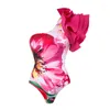 Женский купальник 2024, цельный купальник в стиле ретро, юбка с ремешками на плечах и цветочным принтом, женский утягивающий купальный костюм, пляжная одежда