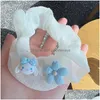 Acessórios de cabelo Azul Grande Orelha Cão Série Grande Cabelo Scrunchies Mulheres Dançando Kuromi Laços Titular Cordas Para Menina Malha Acessórios 2482 D Dhq5n