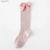 Kids Socks Childrens Sock Girls Knee High Socks With Bows Stripped Toddlers Long Socks Kids School Sock Infant Baby Socken yq240314