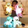 Plush Light - Up Toys 30cm Luminous P LED COLORF متوهجة TEDDY BEAN محشو بالحيوانات دمية الأطفال هدية عيد الميلاد للأطفال DROND DE OTNGL