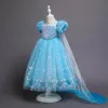 Abiti Estate Ragazza Frozen Elsa Abito Festa per bambini Manica corta Moda Abito da principessa Bambina Regalo di compleanno Vestiti di Natale + mantello