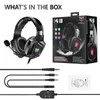 ONIKUMA Kabelgebundene Stereo-Gaming-Kopfhörer mit Mikrofon-LED-Leuchten für Gamer-Headset 240314