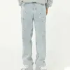 Men's Jeans Men Straight-legged Graffiti Baggy Korean Fashion Denim Trousers Casual Spring Autumn Pants With Pockets Wide