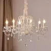 Lustres brancos lustre luz sala de estar francês lâmpada pendurada jantar iluminação menina quarto romântico cristal lustre led