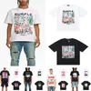 Hommes / femmes Y2K Hip-hop Street tendance marque Violet élément abstrait imprimé haute qualité 100% coton décontracté Sport T-shirt à manches courtes