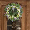 Flores decorativas guirlanda de porta frontal vibrante primavera guirlanda de folhas artificiais com simulação realista para decoração de casa