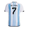 24 24Argentina 3 Estrelas Futebol Jerseys Comemorativo Fãs Versão Jogador Messis Mac Allister Dybala Di Maria Martinez De Paul Maradona Criança Kids Kit Homens Mulheres Camisa