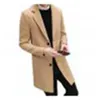 Men's Trench Coats Men Coat Solid Color Knee Length Buttons Overcoat Business Style Woolen For Work