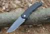 Top Quality M7723 Flipper Knife 440C Black Stone Wash Drop Point Blade Wood with Steel Sheet Handle Ball Bearing Outdoor Camping Hiking Fishing EDC Pocket Kniv