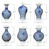 Vaser Jingdezhen keramikhandmålad antik spricka glaserade blå och vit porslin vasblommor vardagsrum dekoration hem