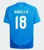 24 25 Italia Chiesa Soccer Jerseys 2024 Hem och bort Italien Raspadori Verratti Barella Shirt Totti Lorenzo Politano Special Miretti Football Uniform