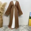 Vêtements ethniques Luxe Sparkle Ouvert Abaya avec diamant Dubaï Style Robe de soirée Turquie Musulman Islamique Kimono Manches Cardigan Outwear