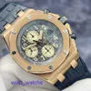 AP Sports Watch Casual Watch Royal Oak Offshore Series 26470OR Grey Ruthenium Face Date Timer 42mm 18K Rose Gold Material Full Set Warranty Card