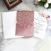 2550st Glitter Paper Wedding Invitations Card Lace Diamond Pocket Hälsningskort Anpassat tryck Birthday Mariage Party Decoration 240301