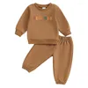 Set di abbigliamento Vestiti per neonata Set coordinati Top a maniche lunghe in waffle e pantaloni elastici Tute da bambino per bambini