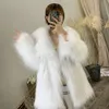 Collar Raccoon Woven Suit Women's Medium Length Fox Fur Coat For Runway Style Slimming 7531