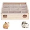 Toys Natural Wooden Maze Tunnel Hamster Toys Pet Play Animal Hut Play Training Toys Small Pet Cage with Cover Small Animals Supplies