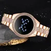 Orologi da polso Orologi da donna di lusso a led Bracciale con diamanti Orologio a catena in acciaio inossidabile per abito in oro rosa Quarzo casual