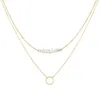 Layered Circle Pendant Necklace Gold Plated Dainty Choker Necklaces Layering Multilayer Fashion Trendy Simple Silver Jewelry for Women Girls Gift