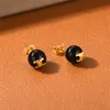 luxury brand pearl ball designer earrings for women simple black onyx wind oorbellen geometry tendency design nice earring earings ear rings aretes jewelry girl