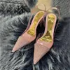 Dress Shoes 2024 Transparent Sandals Women Pink High Heels For Sexy Crystal Femal Summer Party Pointed Toe Zapatos Mujer