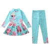 Swimwear HappyFlute Twopieces Set Summer Split Long Sleeve Pants Baby Girl's Conservative Sunscreen Swimsuit