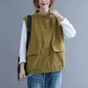 Women's Vests 2024 Autumn Corduroy Vest Loose Literary Retro Casual Jacket Work Clothes